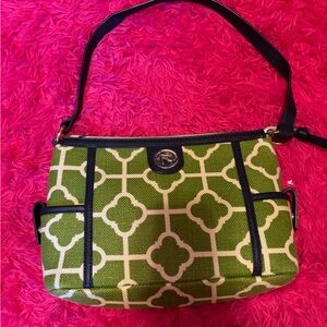 Spartina 449, lime, green, and white tote, like new, genuine leather